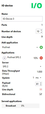 The device overview interface to select parameters in PROnetplan V2